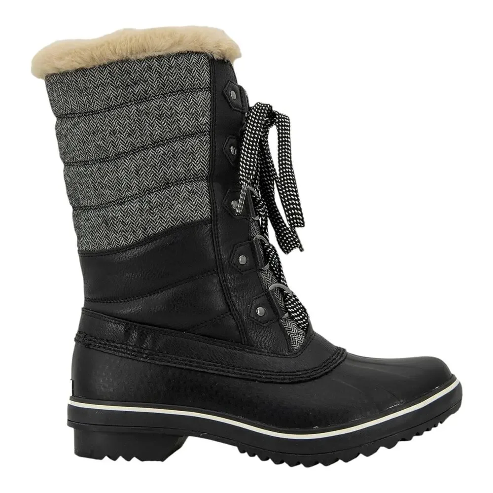 JBU Women Siberia Waterproof Lace Up Quilted Cold Weather Boots Black Size 9